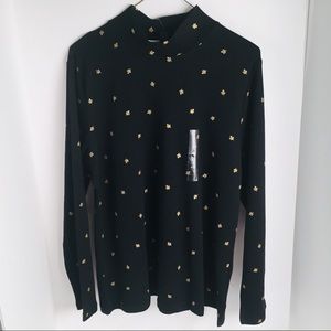 Karen Scott Crew Neck Sweater NWT L Black and Gold